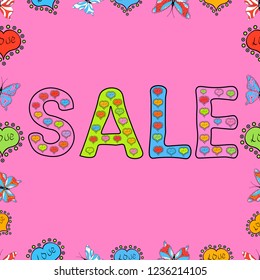 Vector. Seamless. Marketing campaign sale advert label. Pink, blue and black friday sale label. Sale, Give away banner, retail, tag. Modern sticker illustration. Grunge pained background, frame border