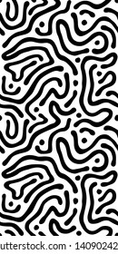 Vector seamless maze pattern. Organic irregular rounded lines. Abstract wavy black and white background.