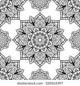 Vector seamless medieval ornament. Sketch oriental pattern on a white background. Template for carpets, textiles, wallpaper, shawl.