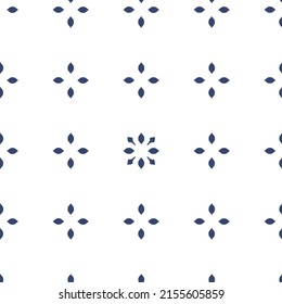 Vector. Seamless mediterranean geometric pattern in patchwork style. Talavera template. Portuguese Azulejo. Turkish decoration. Moroccan mosaic. Spanish porcelain. Ceramic dishes, folk ornament. Blue.