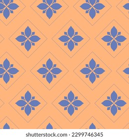 Vector. Seamless mediterranean geometric pattern in patchwork style. Talavera template. Portuguese Azulejo. Turkish decoration. Moroccan mosaic. Spanish porcelain. Ceramic dishes, folk ornament.