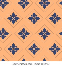 Vector. Seamless mediterranean geometric pattern in patchwork style. Talavera template. Portuguese Azulejo. Turkish decoration. Moroccan mosaic. Spanish porcelain. Ceramic dishes, folk ornament.