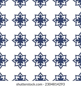 Vector. Seamless mediterranean geometric pattern in patchwork style. Talavera template. Portuguese Azulejo. Turkish decoration. Moroccan mosaic. Spanish porcelain. Ceramic dishes, folk ornament.