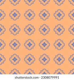 Vector. Seamless mediterranean geometric pattern, ornamental swatches. Talavera template. Portuguese Azulejo. Turkish decoration. Moroccan mosaic. Spanish porcelain. Ceramic dishes, folk ornament.