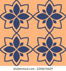 Vector. Seamless mediterranean geometric pattern, ornamental swatches. Talavera template. Portuguese Azulejo. Turkish decoration. Moroccan mosaic. Spanish porcelain. Ceramic dishes, folk ornament.