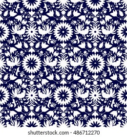 Vector Seamless Mexican Otomi Style  Pattern