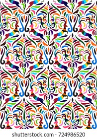 Vector Seamless Mexican Otomi Style  Pattern