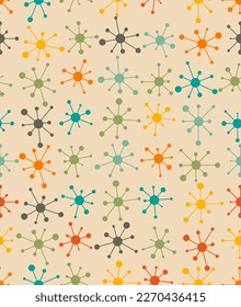Vector seamless mid century absctract geometric pattern. Space retro design.