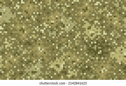 Vector seamless military pattern in pixel style. Pixel camouflage vector seamless green pattern.