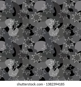 Vector seamless military patterns in grey colors