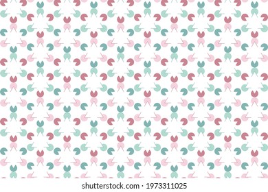 Vector seamless. Minimal cute children pattern with triangle and circle of Kanizsa triangle illusion. For fabric, leggings, makeup bag, carry-all pouch, pillow, t-shirt design. Pastel blue, pink