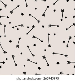 vector seamless minimalistic cute aroows print with stars