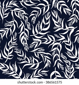vector seamless minimalistic gentle stylized flower pattern, spring summer time, romantic mood, background print with dots, leaves and circles
