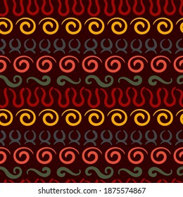 Modelo vectorial sin fisuras con los antiguos símbolos étnicos tribales adinkra. Impresión de pantalla ritual de pueblos y tribus africanos .