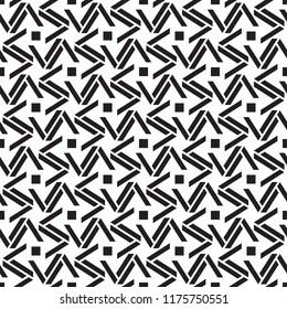Vector seamless models. Modern stylish texture. Composition from regularly repeating geometrical element. Monochrome, simple. Vector illustrations.