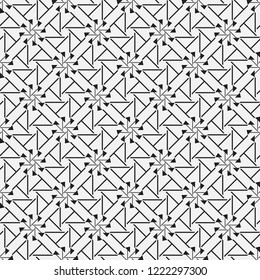 Vector seamless models. Modern stylish texture. Composition from regularly repeating geometrical element. Monochrome, simple. Vector illustrations.