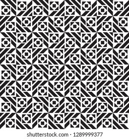 Vector seamless models. Modern stylish texture. Composition from regularly repeating geometrical element. Monochrome, simple. Vector illustrations.