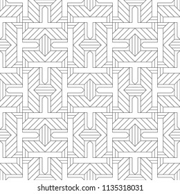 Vector seamless models. Modern texture from regularly repeating geometrical elements. Monochrome, linear, simple. Wall-paper for the press. Vector illustrations.