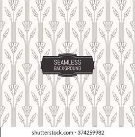 Vector seamless modern Art Deco pattern, background, floral texture. Trendy linear style.