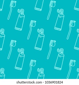 Vector seamless modern dental pattern with line icons