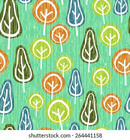 Vector Seamless Modern Tree Background Pattern