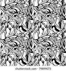vector seamless  monochrome abstract floral background, 4 clipping masks