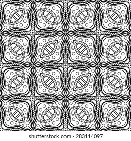 Vector Seamless Monochrome Abstract Pattern. Hand Drawn Texture