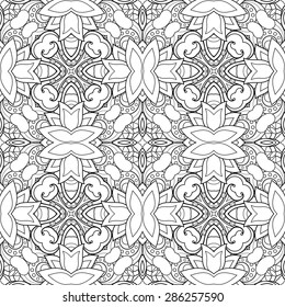 Vector Seamless Monochrome Abstract Pattern. Hand Drawn Texture