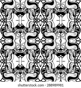 Vector Seamless Monochrome Abstract Pattern. Hand Drawn Texture