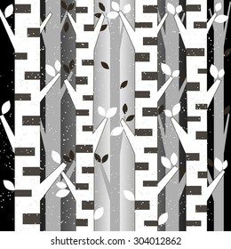 vector seamless monochrome birch forest