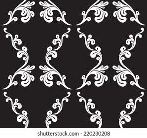 Vector. Seamless monochrome damask pattern