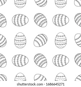 Vector seamless monochrome easter pattern with Easter eggs