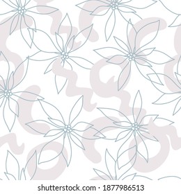 Vektornahtloses monochromes Blumenmuster Handgezeichnete Blumentextur.