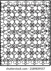 Vector seamless monochrome floral pattern hand drawn floral texture decorative flowers coloring page.