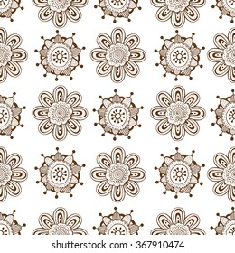 Vector Seamless Monochrome Floral Pattern. Vector ornate floral design., Decorative mandala for Coloring Book