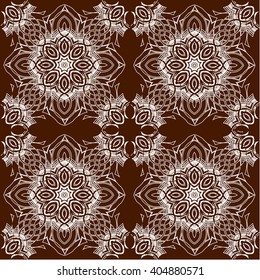 Vector seamless monochrome flower pattern. Flowers from spiral elements. A background rich with a retro for a wrapper, walls, backgrounds.