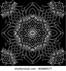 Vector seamless monochrome flower pattern. Flowers from spiral elements. A background rich with a retro for a wrapper, walls, backgrounds.