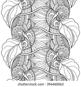 Vector Seamless Monochrome Fruit Pattern. Hand Drawn Decorative Apple