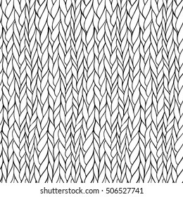 Vector Seamless Monochrome Hand Drawn Knitting Pattern