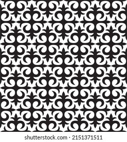 Vector seamless monochrome Kazakh national ornament. Endless Pattern of nomadic peoples of the great steppe, Kyrgyz, Mongol, Buryat, Kalmyk.