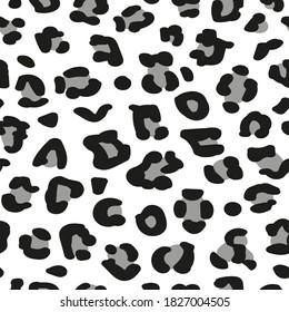 Vector seamless monochrome leopard pattern. Abstract animal fur