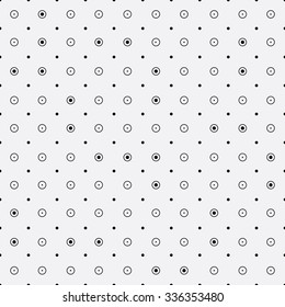 Vector seamless monochrome minimalistic pattern. Modern stylish texture. Repeating geometric tiles rounds, dots