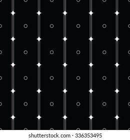 Vector seamless monochrome minimalistic pattern. Modern stylish texture. Repeating geometric tiles rounds, dots, rhombus