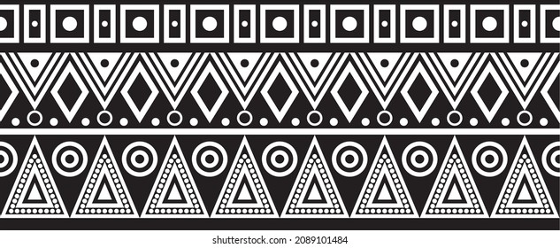 Vector seamless monochrome ornament of American Indians. Native American tribal border. Aztecs, Maya, Cherokee, Incas
