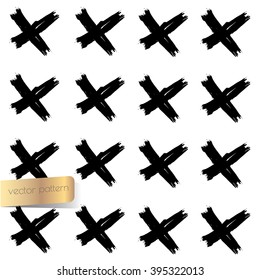 Vector seamless monochrome pattern. Abstract background with brush strokes. Hand drawn texture.