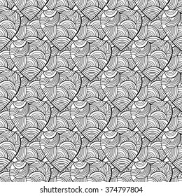 Vector seamless monochrome pattern of beautiful hearts. The best for Valentines's Day, Wedding and Birthday design.