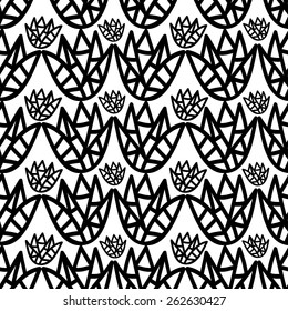 Vector seamless monochrome pattern. Geometric hand drawn background. 
