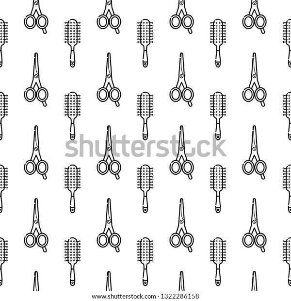 Vector Seamless Monochrome Pattern Hairdresser Tools Stock Vector