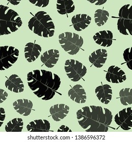 Vector seamless monochrome pattern of palm leaves and tropical plants. Exotic background for seasonal design.