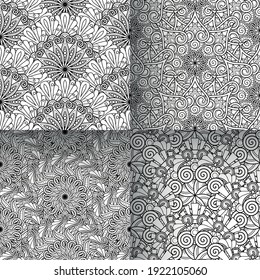 Vector Seamless Monochrome Pattern. Printable Coloring Pages. Hand Drawn Decorative Squama